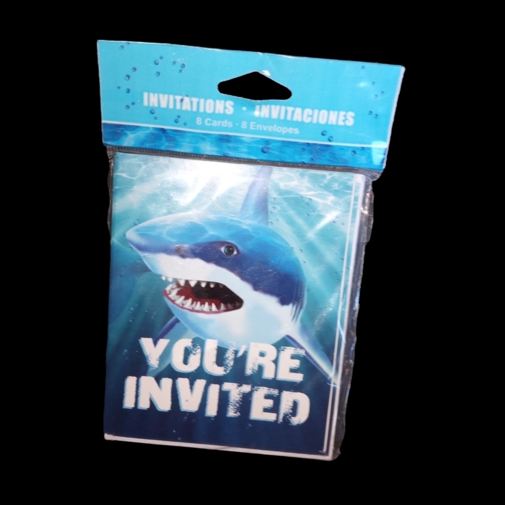 Shark theme party   invitations